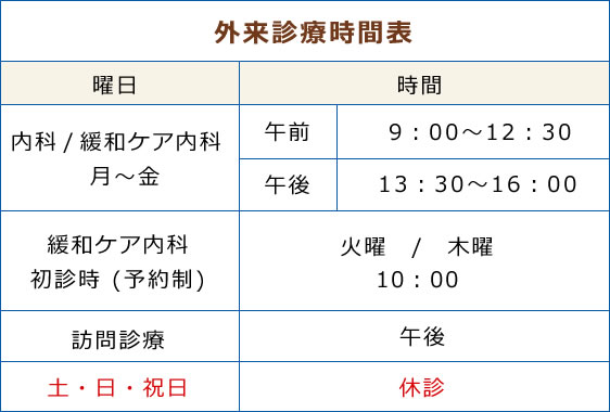 外来診療時間表